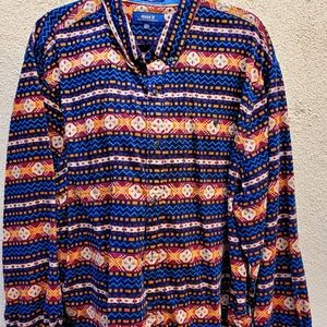 Roark Highland print micro-courdroy shirt